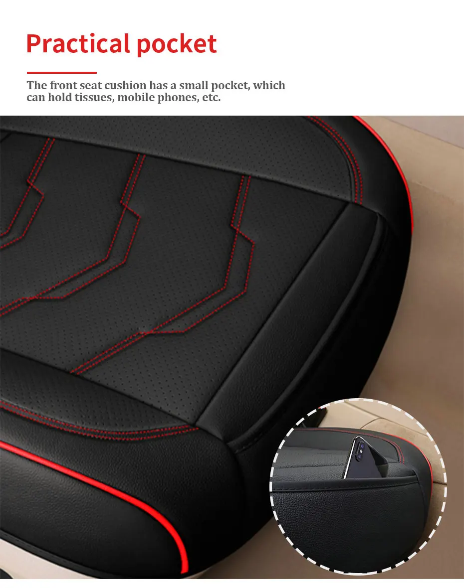 SEAMETAL Luxury Car Seat Cover PU Leather Seat Cushion Covers Universal Auto Interior Seats Protection Pad Mat Four Seasons - Image 19