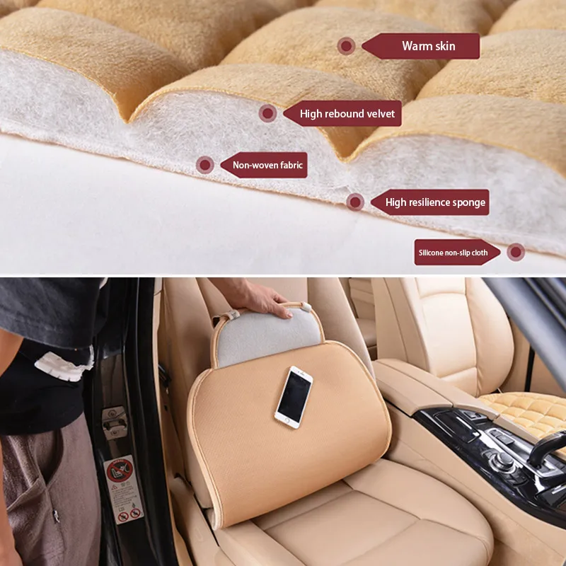 Car Seat Covers Protector Set Universal Auto Front Rear Chair Cushion Pad Warm Plush Automobiles Seat Covers Mat Car Accessories - Image 3