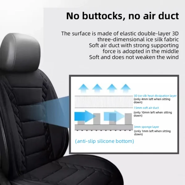 Universal Car Summer Cool Air Seat Cushion 12V/24V USB Charging Breathable Car Seat Cover With Fan Multi-color 3-SpeedAdjustment - Image 5