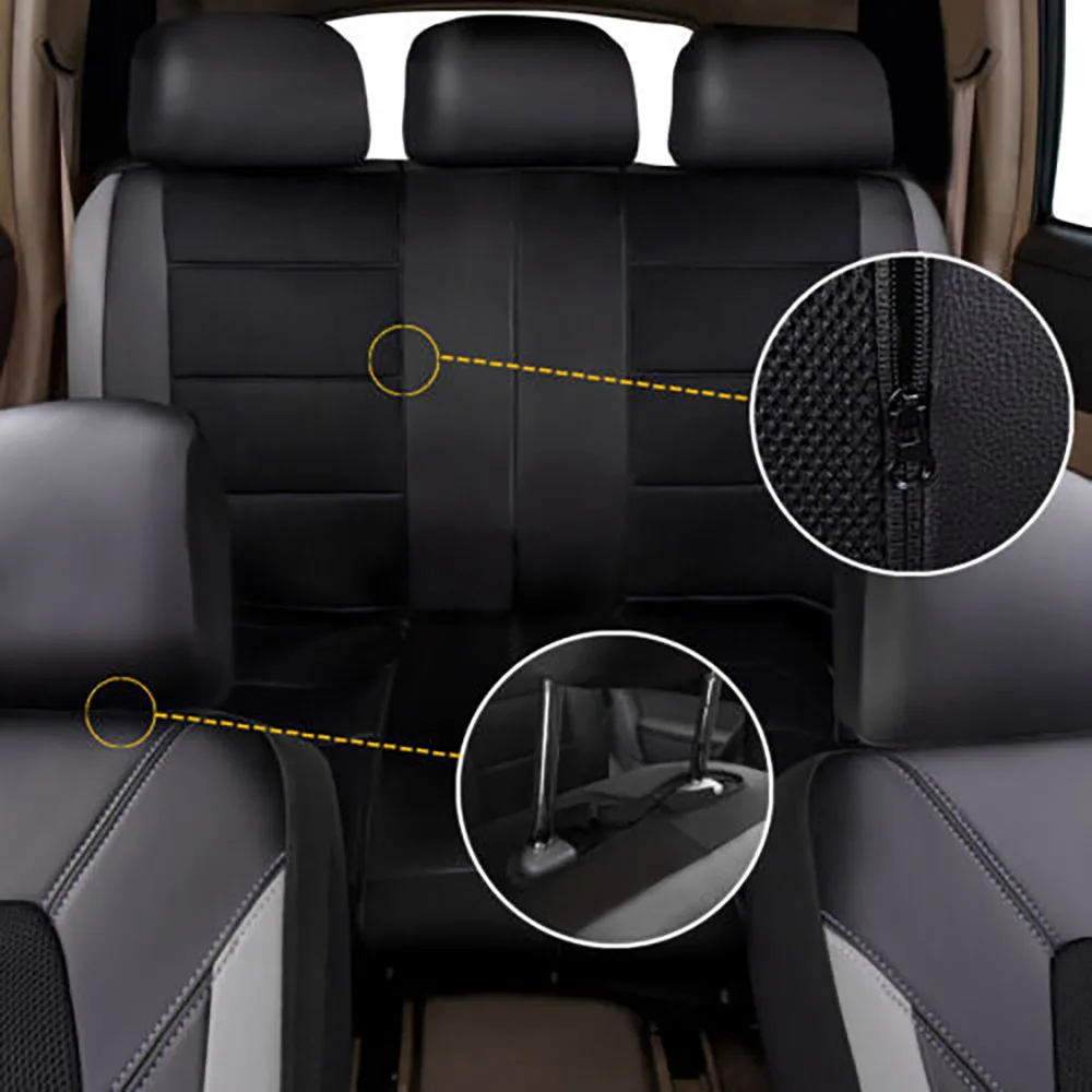 9 Pieces/set Car Seat Cover Car Leather Breathable Fabric Universal Pu Leather Car Seat Cushion Front And Rear Seat Full Protect - Image 5