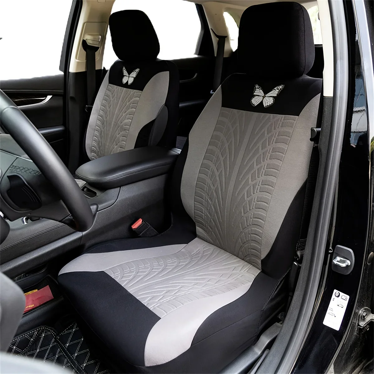Car Seat Cover Full Set, Universal Butterfly Pattern Embroidery Auto Seat Cover Set - Image 4