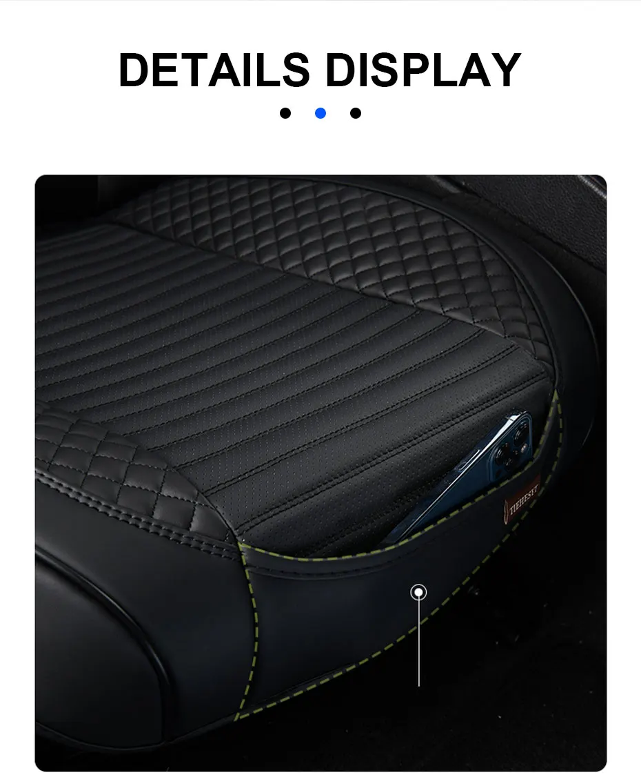 SEAMETAL Full-Wrapped Car Seat Cover Breathable Hole PU Car Front Seat Cushion Universal Anti Slip Auto Chair Protector Cover - Image 19