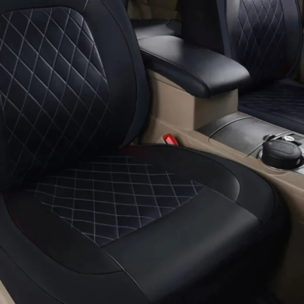 All-Season Quilted PU Leather Car Seat Covers – Full Surround Waterproof Universal Fit for Sedan, SUV & Pickup Trucks - Image 6