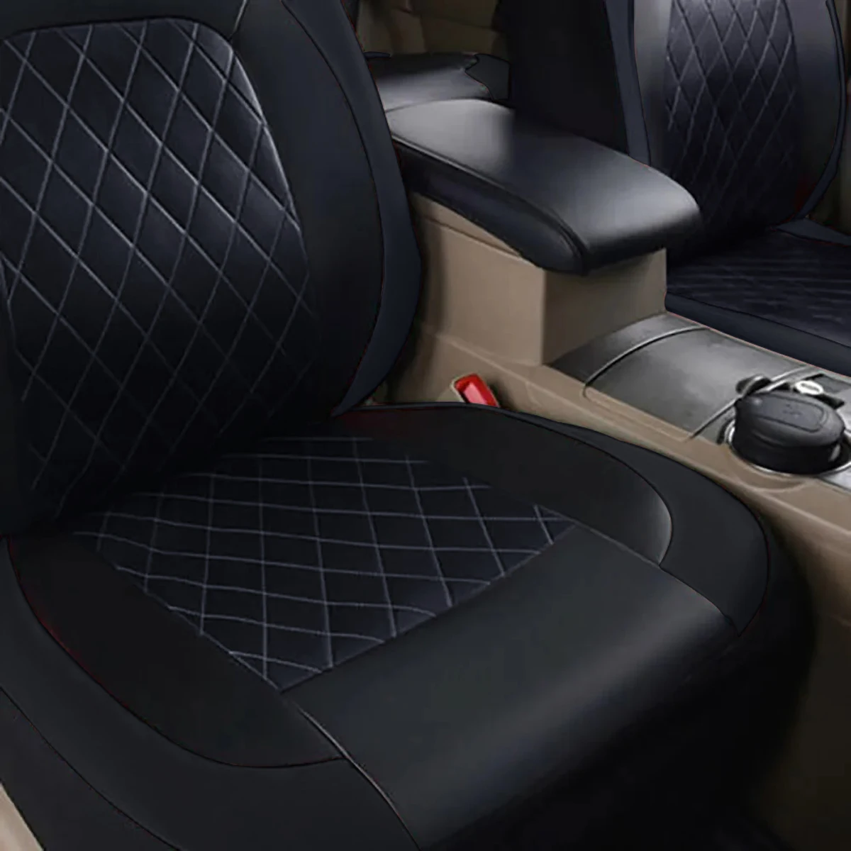 All-Season Quilted PU Leather Car Seat Covers – Full Surround Waterproof Universal Fit for Sedan, SUV & Pickup Trucks - Image 6