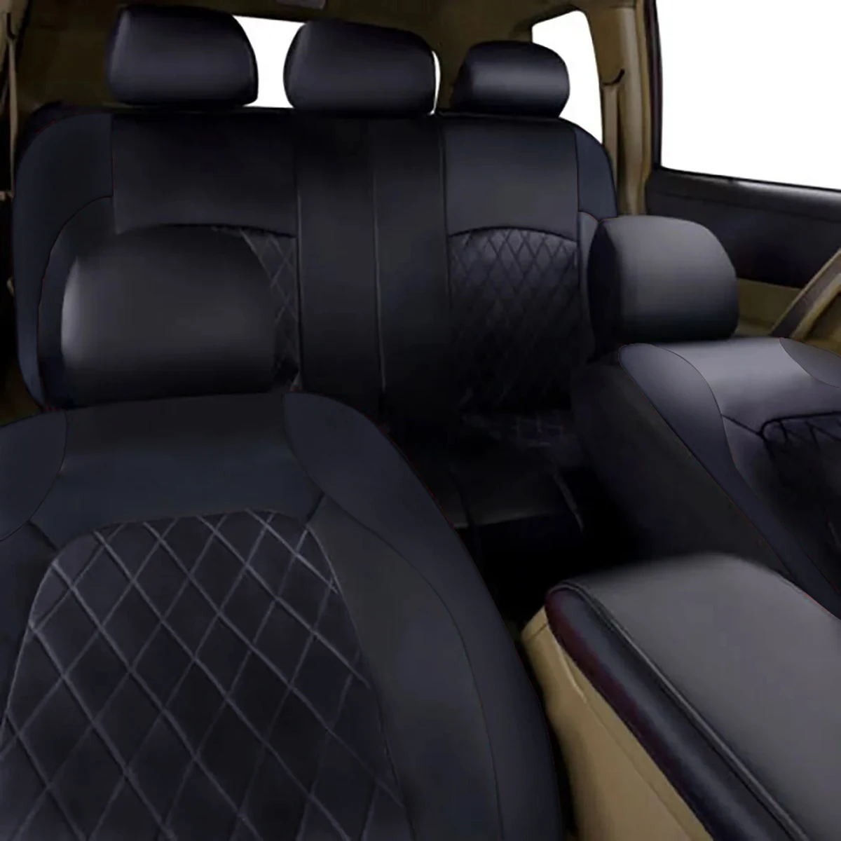 All-Season Quilted PU Leather Car Seat Covers – Full Surround Waterproof Universal Fit for Sedan, SUV & Pickup Trucks - Image 4