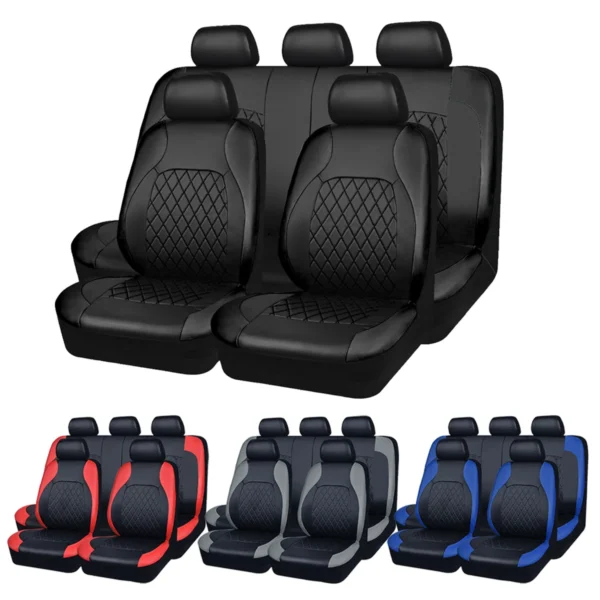 All-Season Quilted PU Leather Car Seat Covers – Full Surround Waterproof Universal Fit for Sedan, SUV & Pickup Trucks
