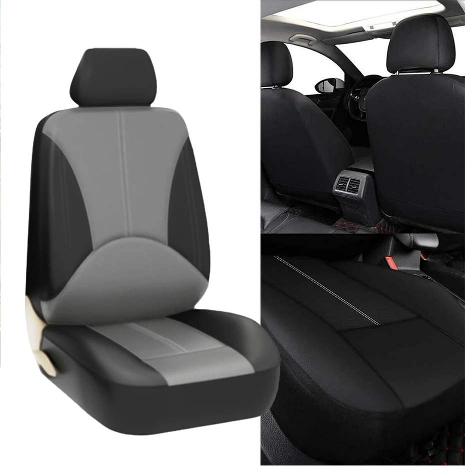 SEAMETAL Leatherette Car Seat Cover Set Breathable Auto Seat Cushion Universal Full-Wrapped Seat Cover Compatible with Airbag - Image 12