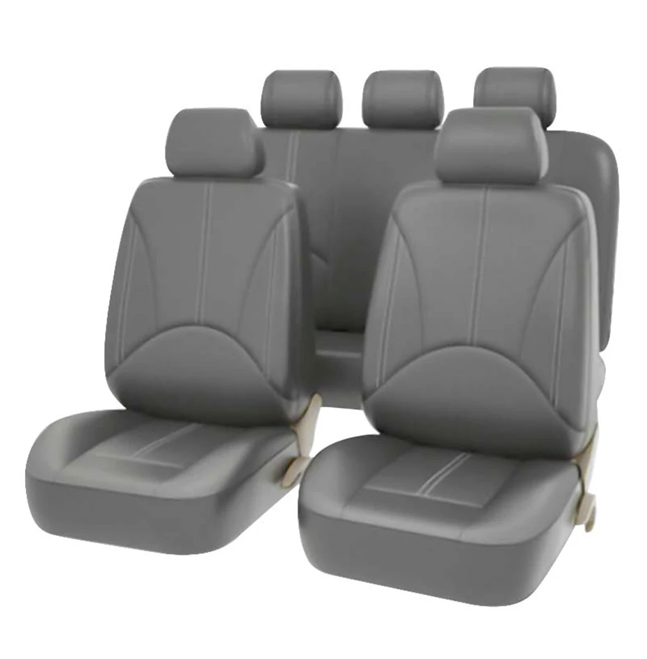 SEAMETAL Leatherette Car Seat Cover Set Breathable Auto Seat Cushion Universal Full-Wrapped Seat Cover Compatible with Airbag - Image 14