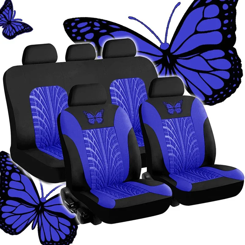 Car Seat Cover Full Set, Universal Butterfly Pattern Embroidery Auto Seat Cover Set - Image 11