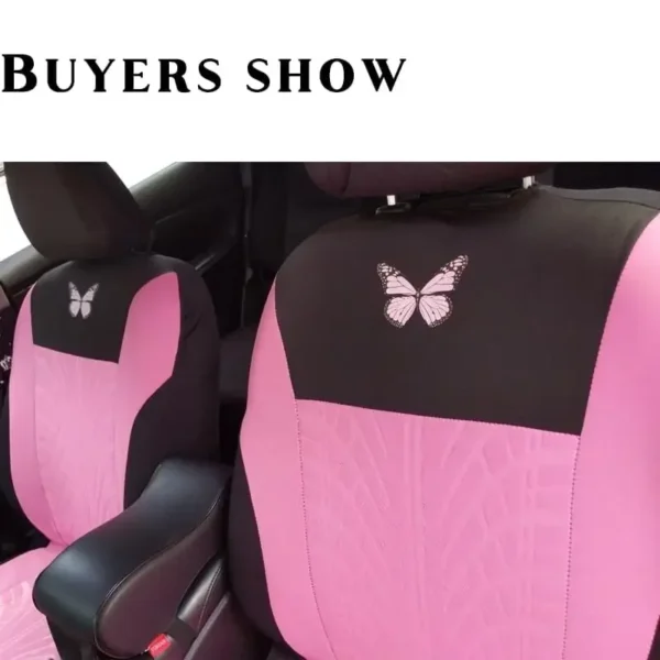 Car Seat Cover Full Set, Universal Butterfly Pattern Embroidery Auto Seat Cover Set - Image 3