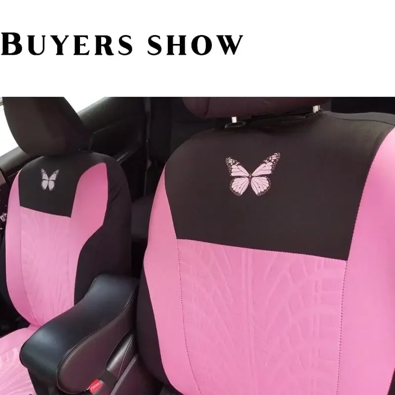 Car Seat Cover Full Set, Universal Butterfly Pattern Embroidery Auto Seat Cover Set - Image 3