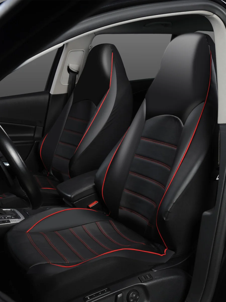 2 Front Universal PU Leather Car Seat Covers High Back Bucket Seat Cover Set for Most Cars, Trucks, SUVs and Van - Image 3