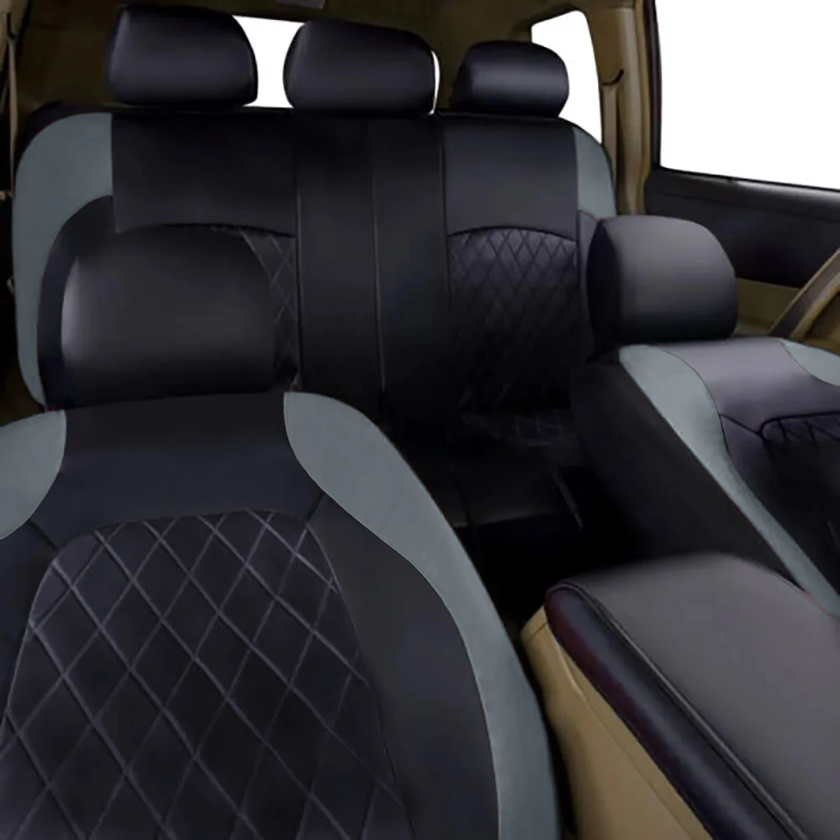 All-Season Quilted PU Leather Car Seat Covers – Full Surround Waterproof Universal Fit for Sedan, SUV & Pickup Trucks - Image 14