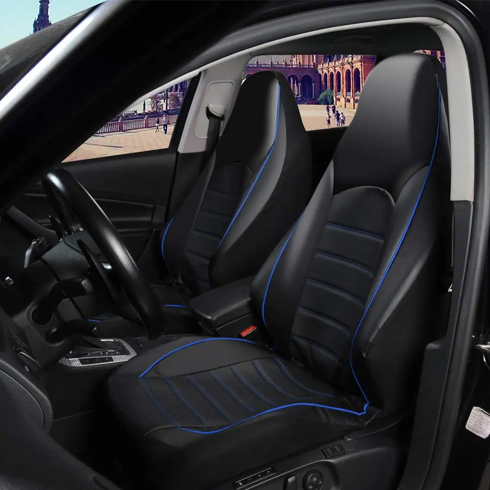 2 Front Universal PU Leather Car Seat Covers High Back Bucket Seat Cover Set for Most Cars, Trucks, SUVs and Van - Image 2