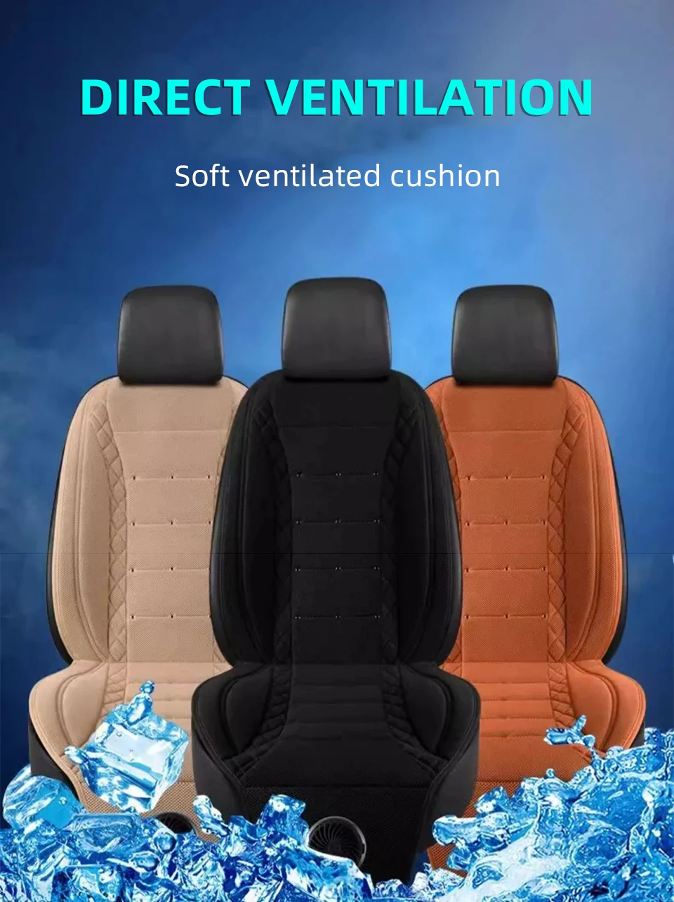 Universal Car Summer Cool Air Seat Cushion 12V/24V USB Charging Breathable Car Seat Cover With Fan Multi-color 3-SpeedAdjustment - Image 9