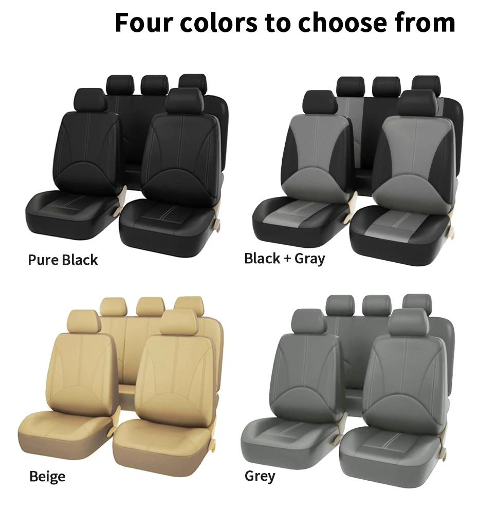 SEAMETAL Leatherette Car Seat Cover Set Breathable Auto Seat Cushion Universal Full-Wrapped Seat Cover Compatible with Airbag - Image 8