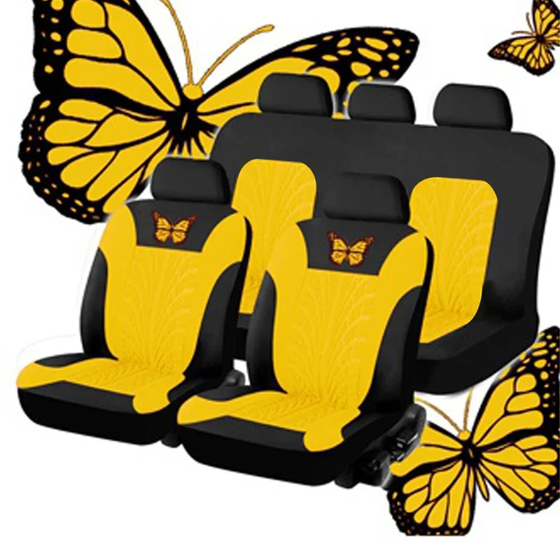 Car Seat Cover Full Set, Universal Butterfly Pattern Embroidery Auto Seat Cover Set - Image 12