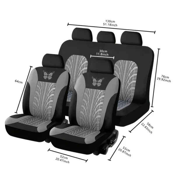 Car Seat Cover Full Set, Universal Butterfly Pattern Embroidery Auto Seat Cover Set - Image 6