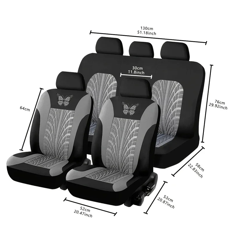 Car Seat Cover Full Set, Universal Butterfly Pattern Embroidery Auto Seat Cover Set - Image 6