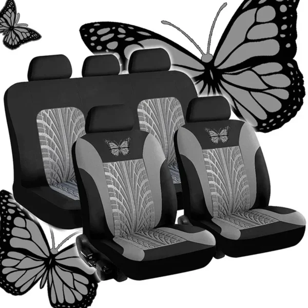 Car Seat Cover Full Set, Universal Butterfly Pattern Embroidery Auto Seat Cover Set - Image 10