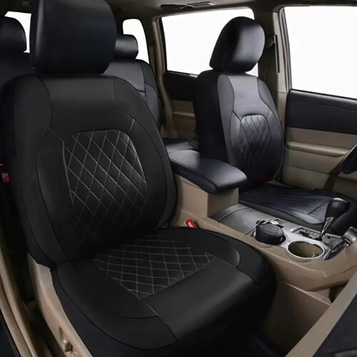 All-Season Quilted PU Leather Car Seat Covers – Full Surround Waterproof Universal Fit for Sedan, SUV & Pickup Trucks - Image 3