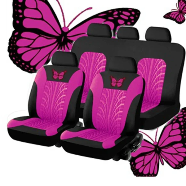 Car Seat Cover Full Set, Universal Butterfly Pattern Embroidery Auto Seat Cover Set - Image 8