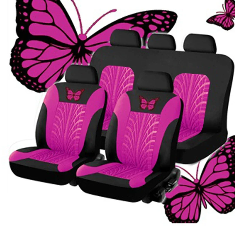 Car Seat Cover Full Set, Universal Butterfly Pattern Embroidery Auto Seat Cover Set - Image 8