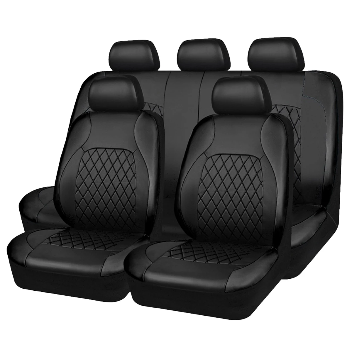 All-Season Quilted PU Leather Car Seat Covers – Full Surround Waterproof Universal Fit for Sedan, SUV & Pickup Trucks - Image 2