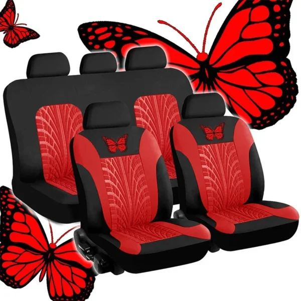 Car Seat Cover Full Set, Universal Butterfly Pattern Embroidery Auto Seat Cover Set - Image 13