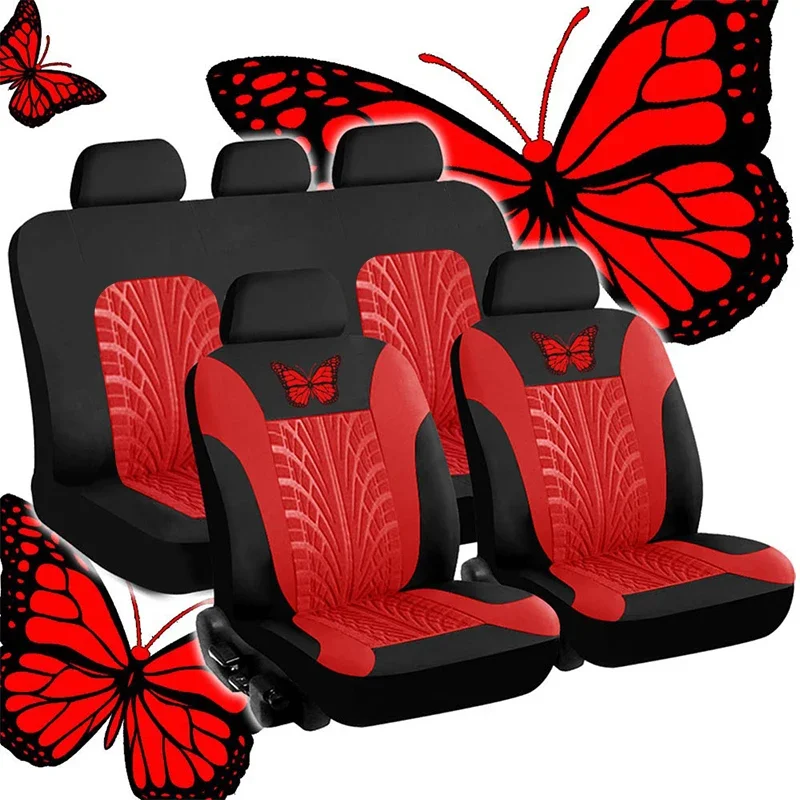 Car Seat Cover Full Set, Universal Butterfly Pattern Embroidery Auto Seat Cover Set - Image 13