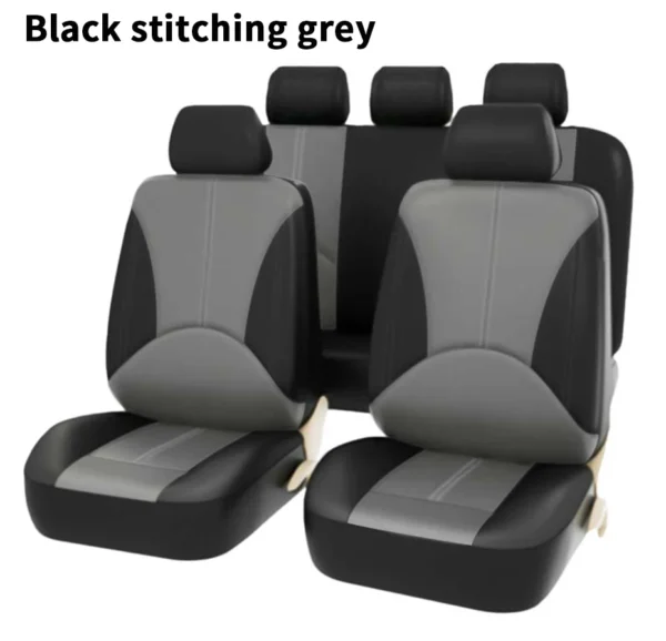 SEAMETAL Leatherette Car Seat Cover Set Breathable Auto Seat Cushion Universal Full-Wrapped Seat Cover Compatible with Airbag - Image 9