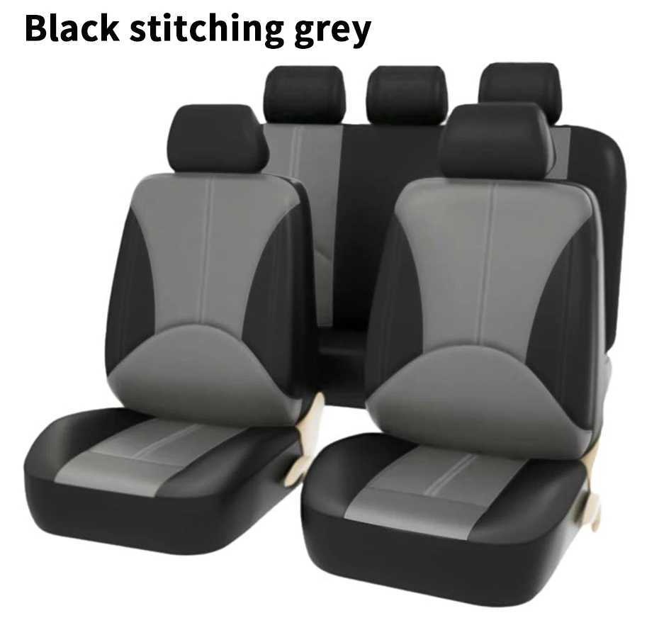 SEAMETAL Leatherette Car Seat Cover Set Breathable Auto Seat Cushion Universal Full-Wrapped Seat Cover Compatible with Airbag - Image 9