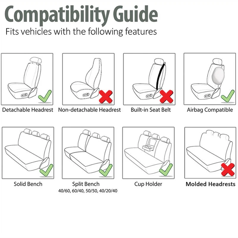 SEAMETAL Leatherette Car Seat Cover Set Breathable Auto Seat Cushion Universal Full-Wrapped Seat Cover Compatible with Airbag - Image 5