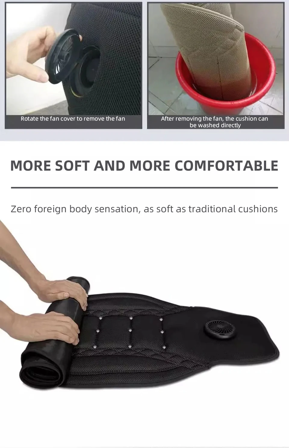 Universal Car Summer Cool Air Seat Cushion 12V/24V USB Charging Breathable Car Seat Cover With Fan Multi-color 3-SpeedAdjustment - Image 13